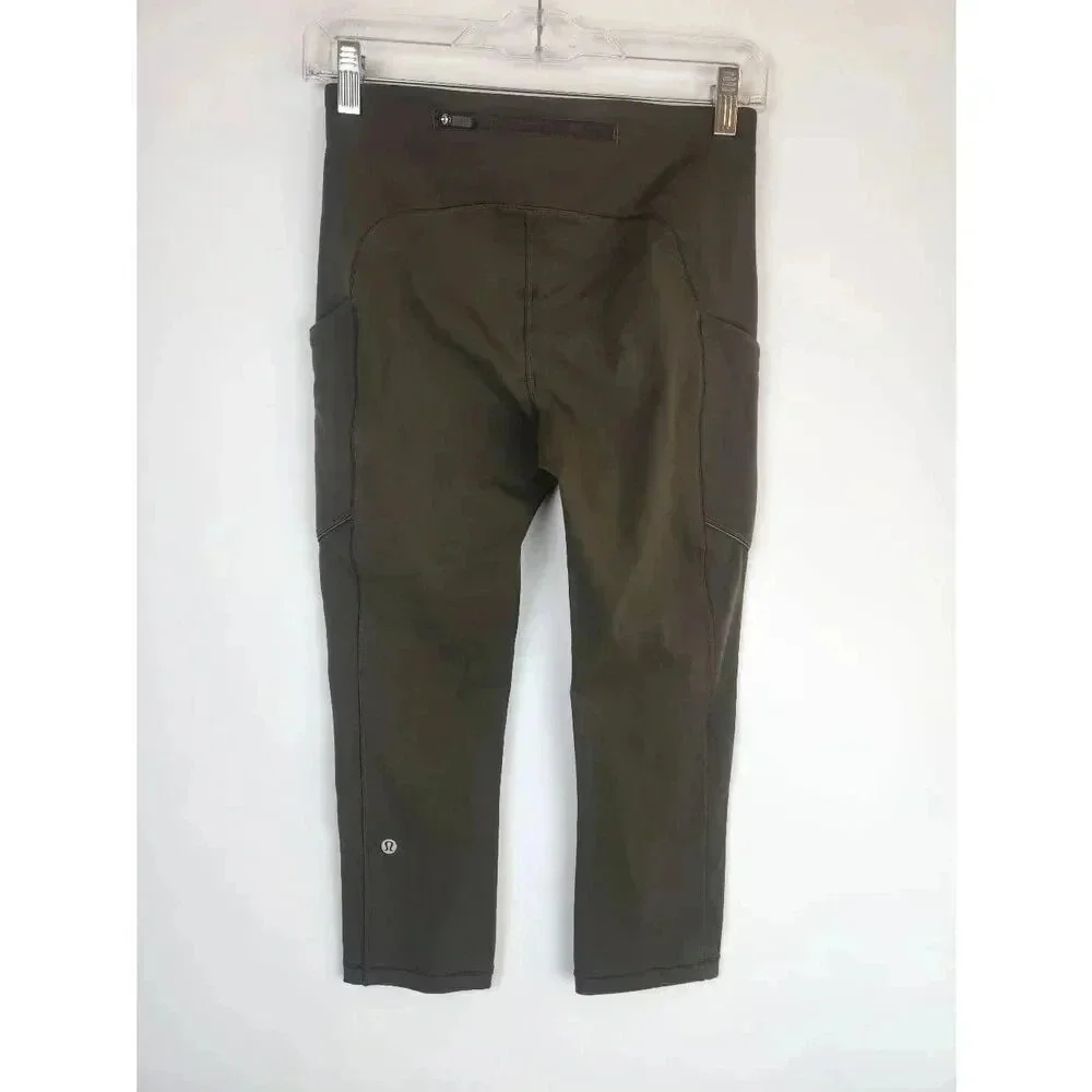 Lululemon Speed Up Crop- Leggings Dark Green Size 6